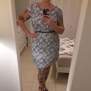 Loft dress blue and white flower pattern size 14